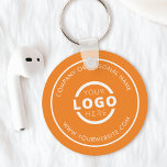 Custom Orange Promotional Business Logo Branded Keychain<br><div class="desc">Easily personalize this coaster with your own company logo or custom image. You can change the background colour to match your logo or corporate colours. Custom branded keychains with your business logo are useful and lightweight giveaways for clients and employees while also marketing your business. No minimum order quantity. Bring...</div>