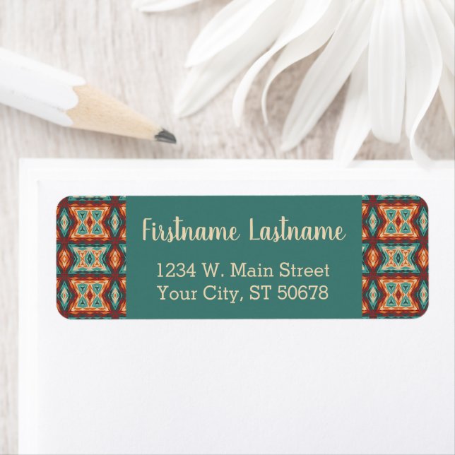 Custom Orange Red Turquoise Rustic Mosaic Pattern (Insitu)