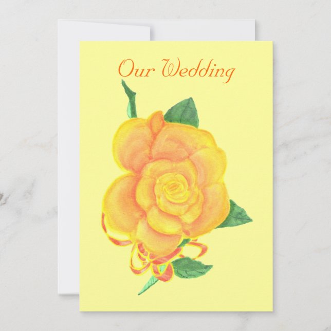 Custom Orange Rose Wedding Invitations (Front)