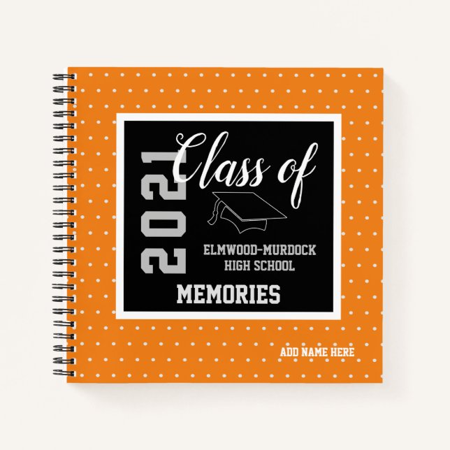 Custom Orange Senior Class 2021 High School  Notebook (Front)