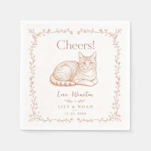Custom Orange Tabby Cat Wedding boho Ginger gift Napkin