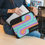 Custom Orange Turquoise Blue Purple Retro Pattern Laptop Sleeve<br><div class="desc">If you are looking for a laptop sleeve that can protect your laptop and show off your style, you might want to check out this customizable laptop sleeve. This sleeve features a beautiful contemporary purple, light aqua green, turquoise, and sky blue coloured geometric circles and lines pattern on a black...</div>