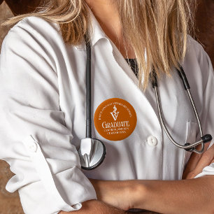 Custom Orange Veterinary Clinic Name Tag 2 Inch Round Button