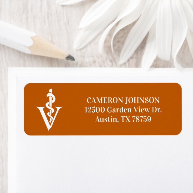 Custom Orange Veterinary Clinic Return Address (Insitu)