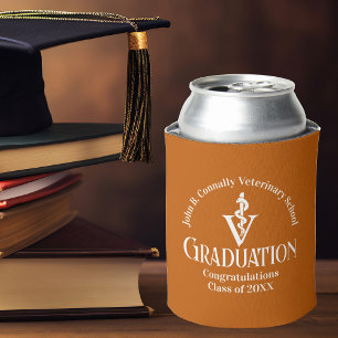 Custom Orange Veterinary School Graduation Party Can Cooler