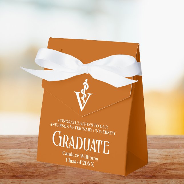 Custom Orange Veterinary School Graduation Party Favor Box (Creator Uploaded)