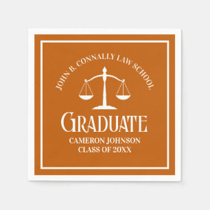 Custom Orange White Law School Graduation Party Napkin