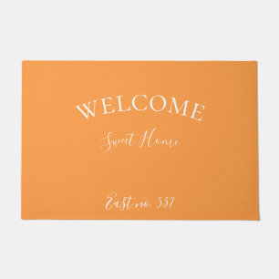 Custom Orange White Modern Welcome Doormat