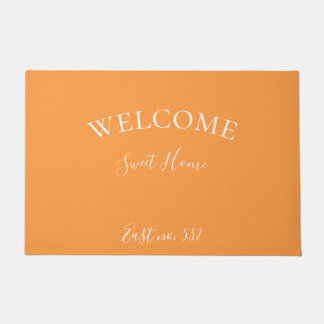 Custom Orange White Modern Welcome Doormat