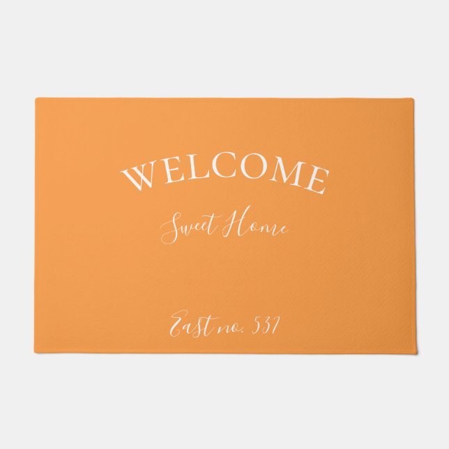 Custom Orange White Modern Welcome Doormat (Front)