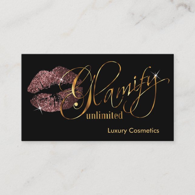 Custom Order - Dark Rose Glitter and Gold Business Card (Front)