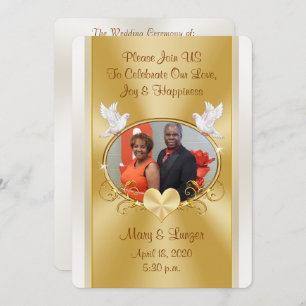 Custom Order for Mosley Wedding Gold and Off White Invitation