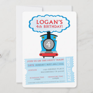 CUSTOM ORDER Logan's 4th Birthday train invite