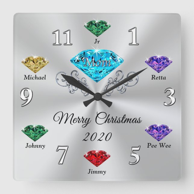 Custom Order Your Birthstone Christmas Clock (Front)