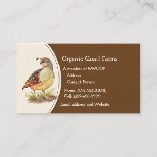 Custom Organic Quail Farm Animal Business Card