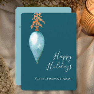 Custom Original Watercolor Corporate Logo Happy Holiday Card