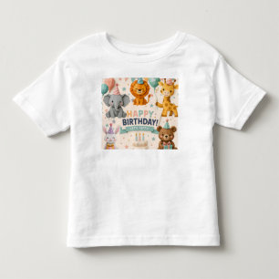 Custom origmai Animal party Illustration Toddler T-shirt