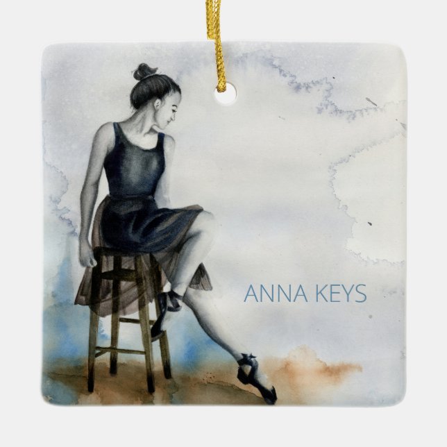 Custom Ornament Watercolor Dancer Ballet (Front)