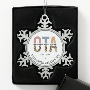 Custom OTA Occupational Therapy Assistant Gifts Snowflake Pewter Christmas Ornament