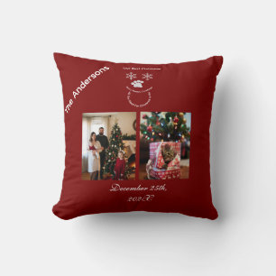Custom Our Best Christmas ,Cat Photo Throw Pillow