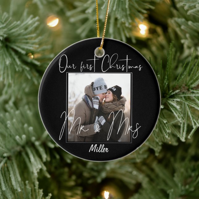Custom | Our First Christmas as Mr & Mrs Ceramic Ornament (Tree)