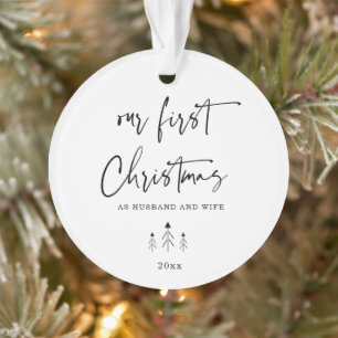 Custom Our First Christmas as Newlyweds Photo Year Ornament