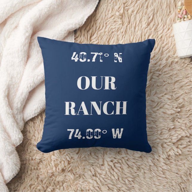 Custom Our Ranch Coordinates Throw Pillow (Blanket)