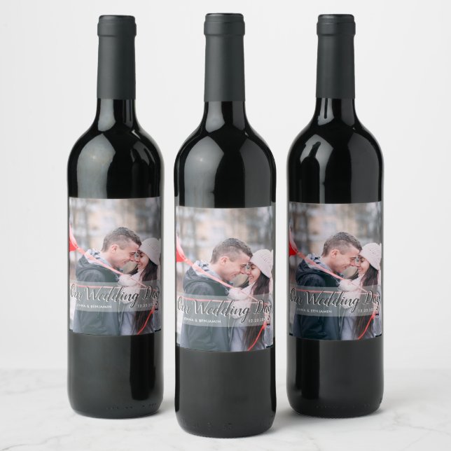 Custom Our Wedding Day Photo Wine Label (Bottles)