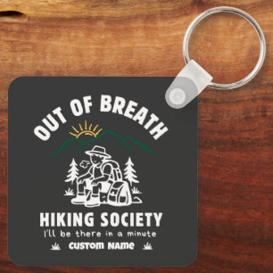 Custom Out of Breath Hiking Society Funny Retro Keychain