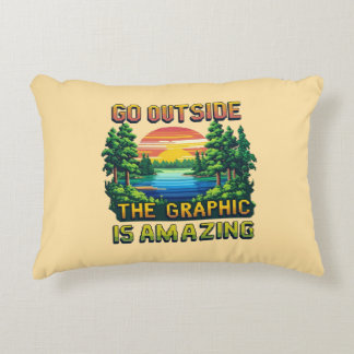 Custom Outdoor Nature Scene Pixel Art Graphic  Accent Pillow