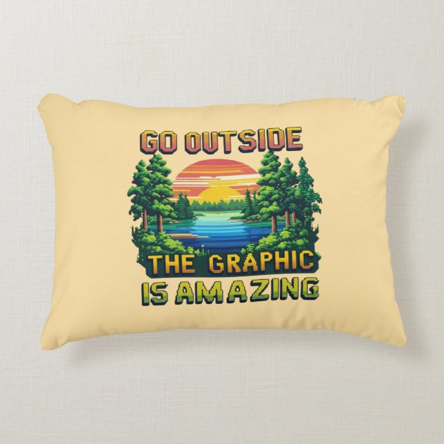 Custom Outdoor Nature Scene Pixel Art Graphic  Accent Pillow (Front)