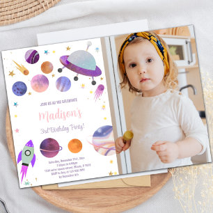 Custom Outer Space Kids Party Invite