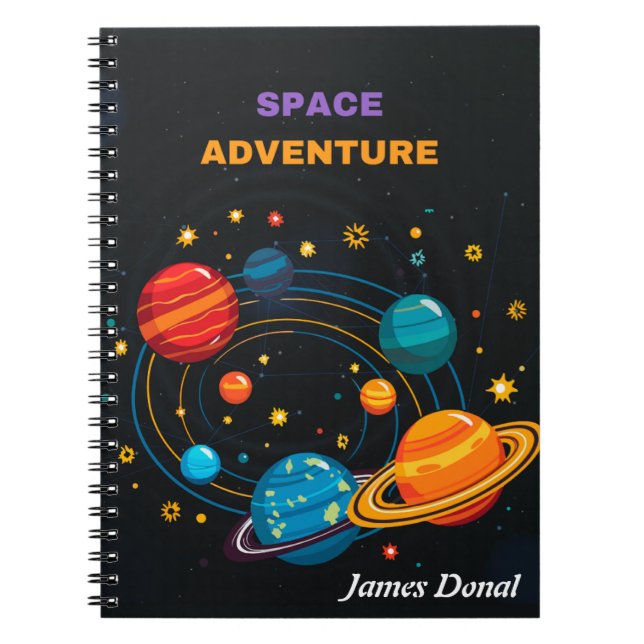 Custom Outer Space Spiral Notebook for Kids (Front)
