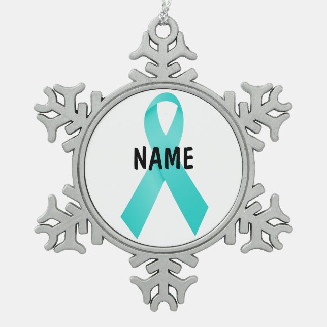 CUSTOM Ovarian Cancer Memorial Ornament (Front)