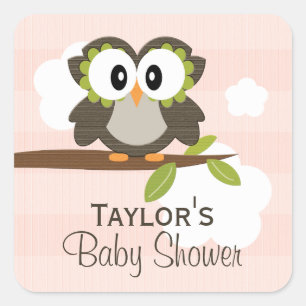 Custom Owl Party Favour Labels Pink
