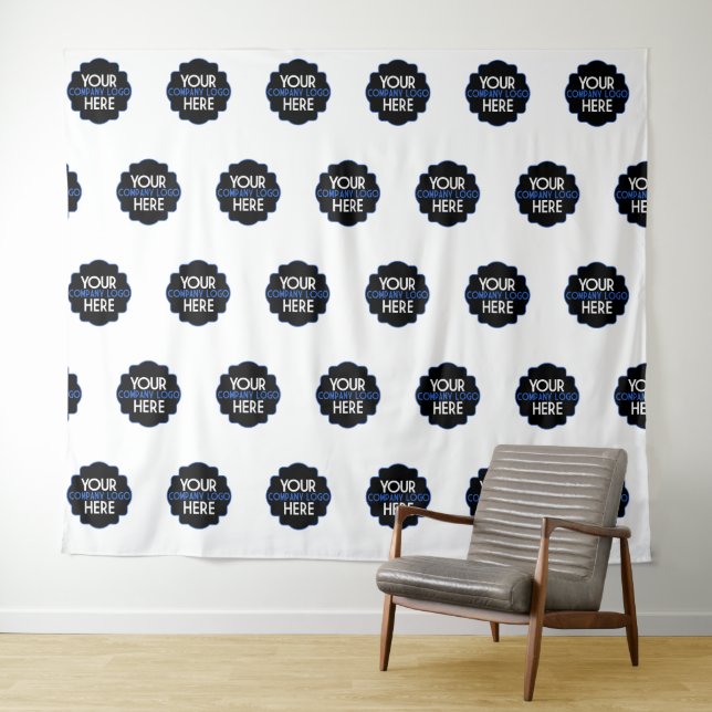 Custom Own Business Logo Step and Repeat Backdrop Tapestry (In Situ (Horizontal))