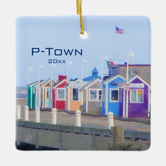 Custom P-Town Provincetown Travel Photo Modern Ceramic Ornament (Front)