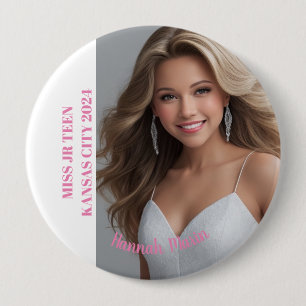 Custom Pageant Button Pin - Dark Text
