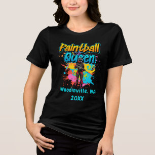 Custom Paintball Queen Airsoft Location Date Name Tri-Blend Shirt