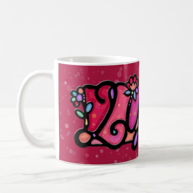 Custom painted mug LYDIA cranberry (Left)