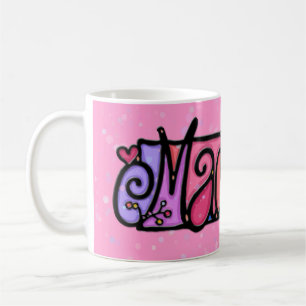 Custom painted mug MADELYN pink + flower