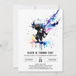 Custom Painted Ninja Boy Digital Birthday Invitation
