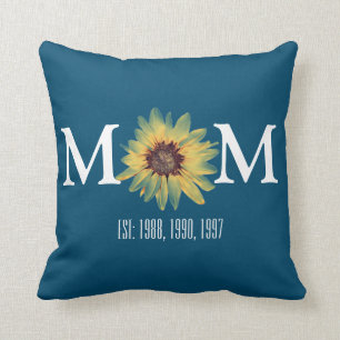 Custom Painted Sunflower Mom Established Throw Pillow