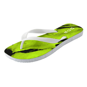 Custom Pair of Flip Flops Brushed Green Black 