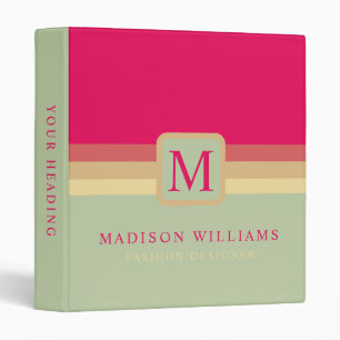 Custom Pale Green Dark Pink Yellow Color Block Binder