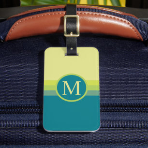 Custom Pale Lime Yellow Teal Green Colour Block Luggage Tag