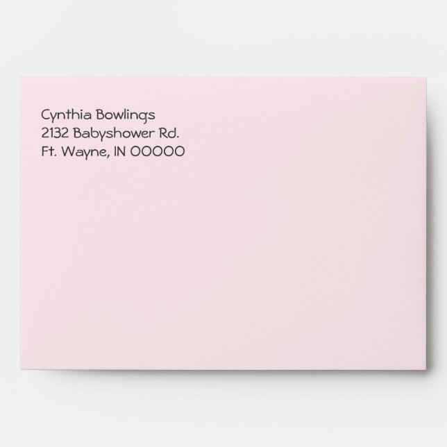Custom Pale Pink Baby Shower Invitation Envelope (Front)