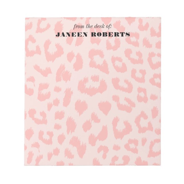 Custom Pale Pink Leopard Print Notepad (Front)