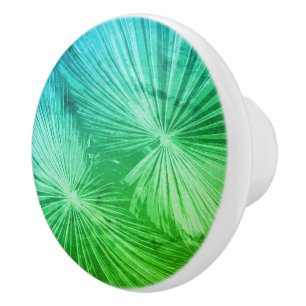 Custom palm leaf photo door and drawer knob