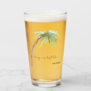 Custom Palm Tree Living my best life Glass